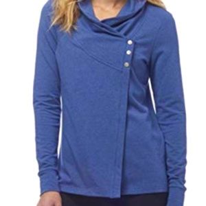 Danskin Asymmetrical Cowl Neck Button Sweatshirt